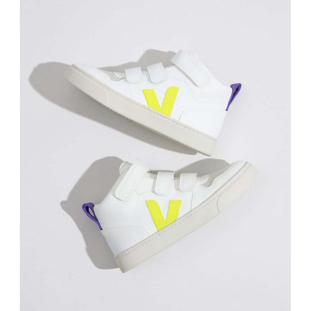 Veja V-10 MID CWL Schoenen Kinderen White/Purple | BE 797CTV